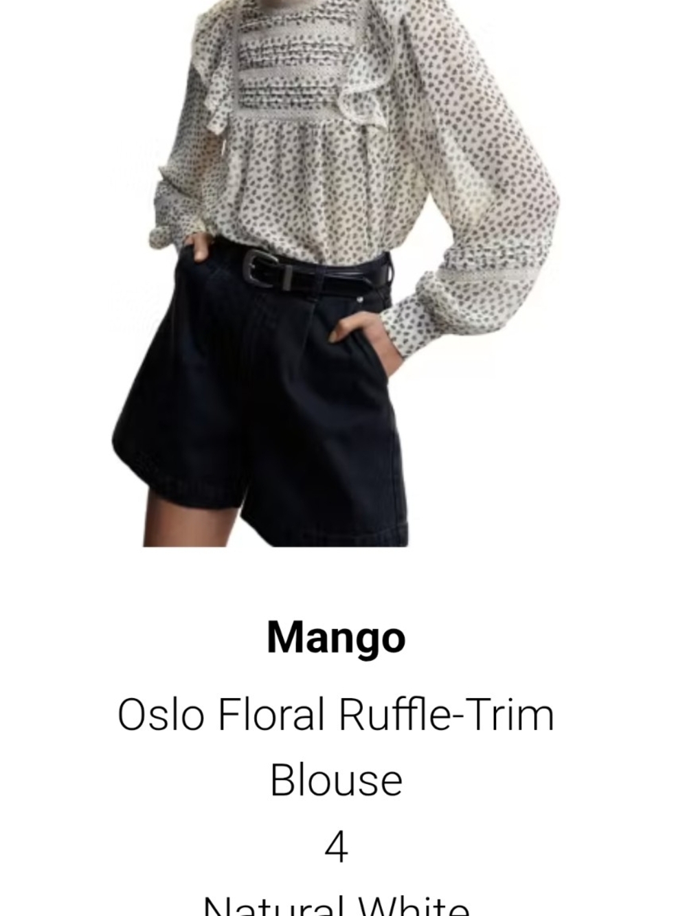 Mango Women’s Cream Floral Lace-Trim Blouse - Picture 4 of 4